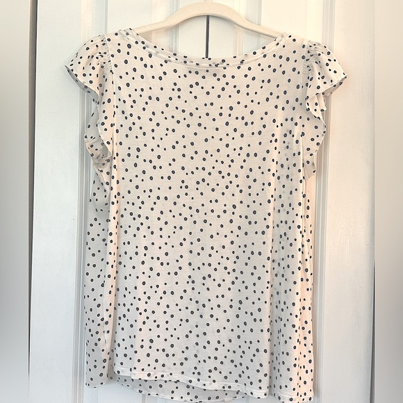 LOFT Petite Polka Dot Mixed Media Shell - Picture 2 of 3